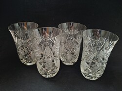 Csiszolt kristály boros, üdítős poharak, 4 db egyben, 11 cm