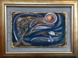 Szél. (Csudálaros Mary?) Prima díjas művésztől, tanúsítvánnyal.. 33x42 cm. Károlyfi Zsófia(1952)