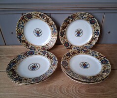Antik kézi festésű porcelán kistányér készlet (6 db), 1900k.