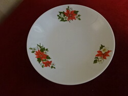 Zsolnay porcelán mélytányér, mikulásvirág mintával. Jókai