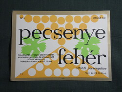 Bor címke,VOSZK,pecsenye fehér,Verpelét pincegatdaság,1. l