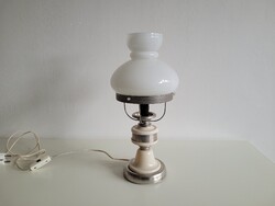 Régi retro fehér tejüveg búrás asztali lámpa lüszter búrás éjjeli lámpa 40 cm