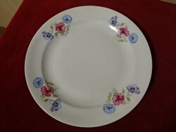 Zsolnay porcelán, antik lapostányér, kék-piros virággal. Jókai.