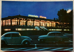 Balatonalmádi - Pannónia étterem éjszaka , autók    -   retro fotó képeslap
