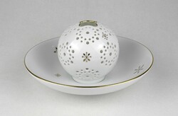 1U214 Herendi fehér porcelán mécses gömb tányérral 19.6 cm