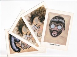R:31 MODERN Kallus László grafikai karikatúra képeslap 4db egyben (posta tiszta) Képzőművészeti Alap
