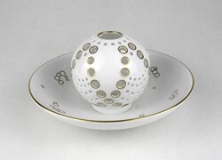 1U213 Herendi fehér porcelán mécses gömb tányérral 19.6 cm