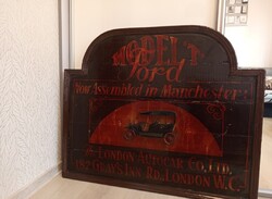 XX.század eleji,3 D-s Brit London Autocar Company Model-T Ford fa Reklámtábla, 76*5*92 cm