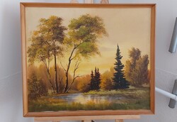 (K) Bartha jelzéssel szép tájképfestmény  63x54 cm kerettel