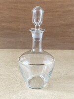 ARANY ÉS FEHÉR SZÍNNEL FESTETT KUPAKOS RETRO ÜVEG PALACK, FLASKA 23 CM