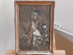 (FBL7) Régi portré festmény 1925  31x43 cm kerettel Berecz szignóval