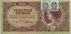 10000 tízezer pengő 1945 dupla bélyeggel