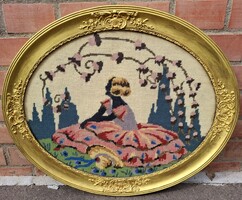 Régi Gobelin Ovális Keretben