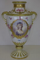 Aranyozott porcelán amfóra váza F75