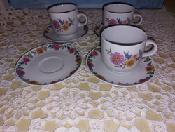 Alföldi szalmavirágos porcelán kávés csésze, tányérral