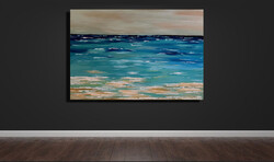 JMModernAbstract: BY THE SEA 100X70 cm-es kortárs akril festmény feszített vásznon