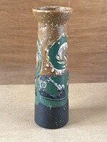 BARNA, ZÖLD, FEKETE SZÍNŰ RETRO KERÁMIA VÁZA 32.5 CM