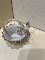 Régi román porcelán kosár, kék jelzéssel. 4165