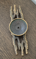 Brutalista régi bronz/réz gyertyatartó -modern forma,időtlen design - 26 cm