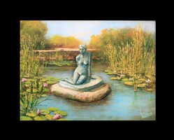 Akciós ár: Lantos György: Margit-szigeti szobor 30x40 cm