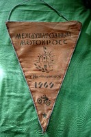 Szovjet sport zászló, nemzetközi motocrossz versenyről, 1969-ből,  42 x 24 cm