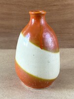 NARANCS ÉS VAJSZÍNŰ ÖBLÖS, RETRO KERÁMIA VÁZA 19.5 CM