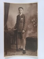 Régi fotó-képeslap fiatalember portréja Ryba Géza Fotó Budapest 1920-as évek