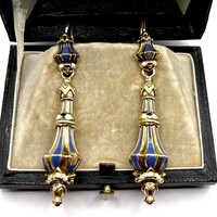 0139. Biedermeier Arany Fülbevaló Zománccal