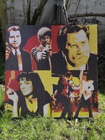 Pop-art Pulb Fiction (1994) printelt falikép, poster 78x78cm