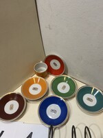 Hollóházi porcelán "MSZ" csésze + alátétek. 4155