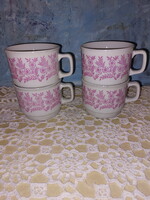 Zsolnay rózsaszín virágmintás porcelán bögrék, csészék