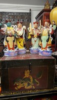 A halhatatlan kínai Négy Mennyei Király szobor (4 db), buddhista, keleti, ázsiai, japán, indiai