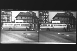 Old stereo glass negative Switzerland Lucerne bus 1950s 6x13cm