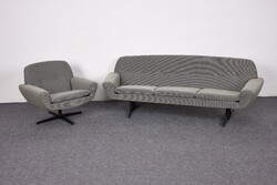 Mid century Dán design, íves kanapé és forgó fotel, Johannes Andersen tervezése, 1960-as évek