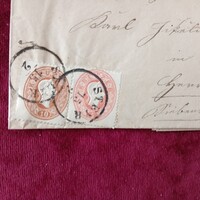 1861-es KŐNYOMATOS, DOMBORNYOMÁSOS, szép állapotú, piros 5 és v. barna 10 krajcáros bélyegek