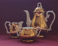 Mayer Wiesau Bavaria dúsan aranyozott német porcelán kávés kanna kancsó kiöntő cukortartó karácsonyi