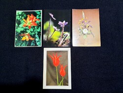 4 db postatiszta virágos képeslap
