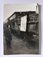 Régi fekete-fehér fotó Páncélvonat 1919 felirattal   - 9x6cm