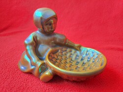 Hibátlan! Zsolnay eozin Annuska tállal / kosárral