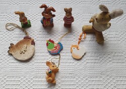 Húsvéti nyuszi csibe kakas tyúk fa kerámia porcelán figura csomag dekoráció kellék