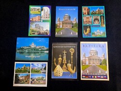 5 db postatiszta képeslap + 2 db kihajtós képek: Esztergom