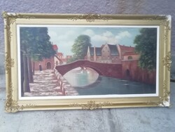 Híd a városban ,nagyméretü festmény blondel keretben