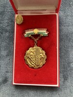Kiváló Termelőszövetkezeti Dolgozó kitüntetés miniatűrrel saját dobozában