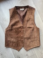 AMICI Barna hasított bőr női vintage mellény S/M a nagyi gardróbjából