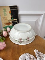 Gyöngyös füles virágos Pogácsás porcelán pogácsástál levesestál pörköltes  tál  komatál paraszttál