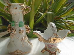 Látványos szecis porcelán váza és szecis kis asztalközép kináló tál ca 100 évesek