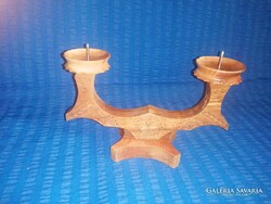 Retro esztergált fa gyertyatartó (A15)