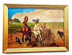 CHIOVINI F.szignóval csodálatos alkotás, 57x80-s  olajvászon