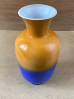 WITEG KÖPORC KÉZZEL FESTETT, ÖBLÖS, RETRO PORCELÁN VÁZA, KÉK ÉS SÁRGA FESTÉSSEL 26.5 CM