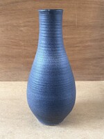 IPARMŰVÉSZETI VÁLLALATOS, GRAFIT SZÜRKE SZÍNŰ, KORONGOLT, RETRO KERÁMIA VÁZA 35 CM